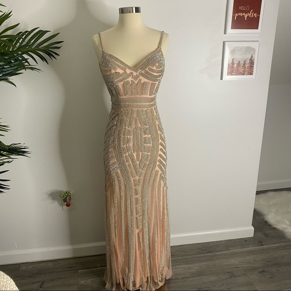 Diamond Nude Prom Dress - Picture 2 of 13